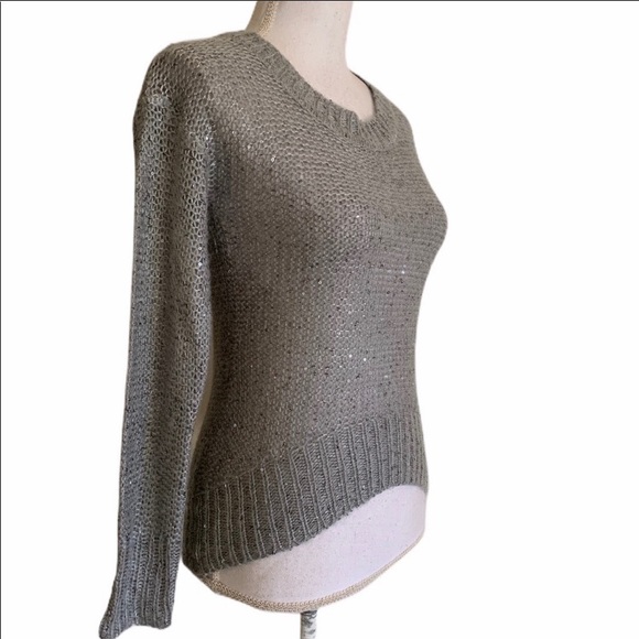 Pink Rose Gray Sequin Open-knit Sweater XS NWT - Picture 3 of 7